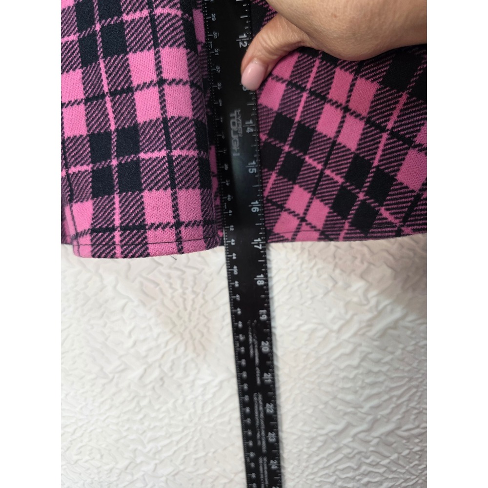 Hot Topic Skater Skirt Womens Medium Pink Black Plaid Good Lace Up Corset Emo - Picture 6 of 6